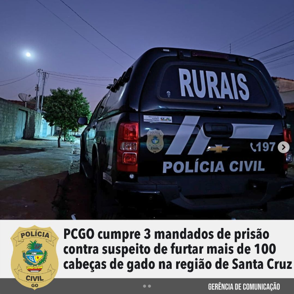 A Polícia Civil de Goiás, por meio da Delegacia Estadual de Repressão a Crimes Rurais