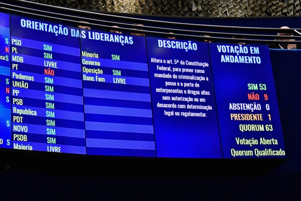 O Senado já criminalizou o porte e a posse de drogas. Agora, cabe à Câmara fazer o mesmo