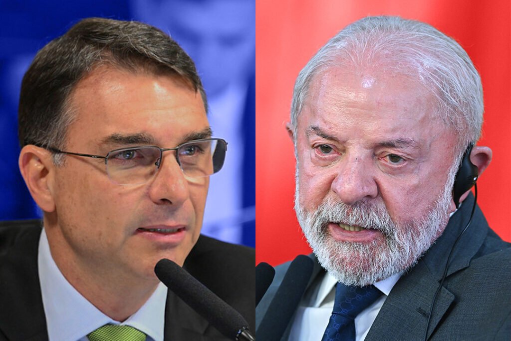 Flávio Bolsonaro (PL) e Luiz Inácio Lula da Silva (PT)